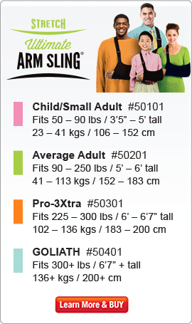 Joslin Swathe: Child #50601 (50 - 90 lbs, 34" length);  Adult #50501 (90 - 225 lbs, 50" length);  GOLIATH #50701 (225+ lbs, 68" length)